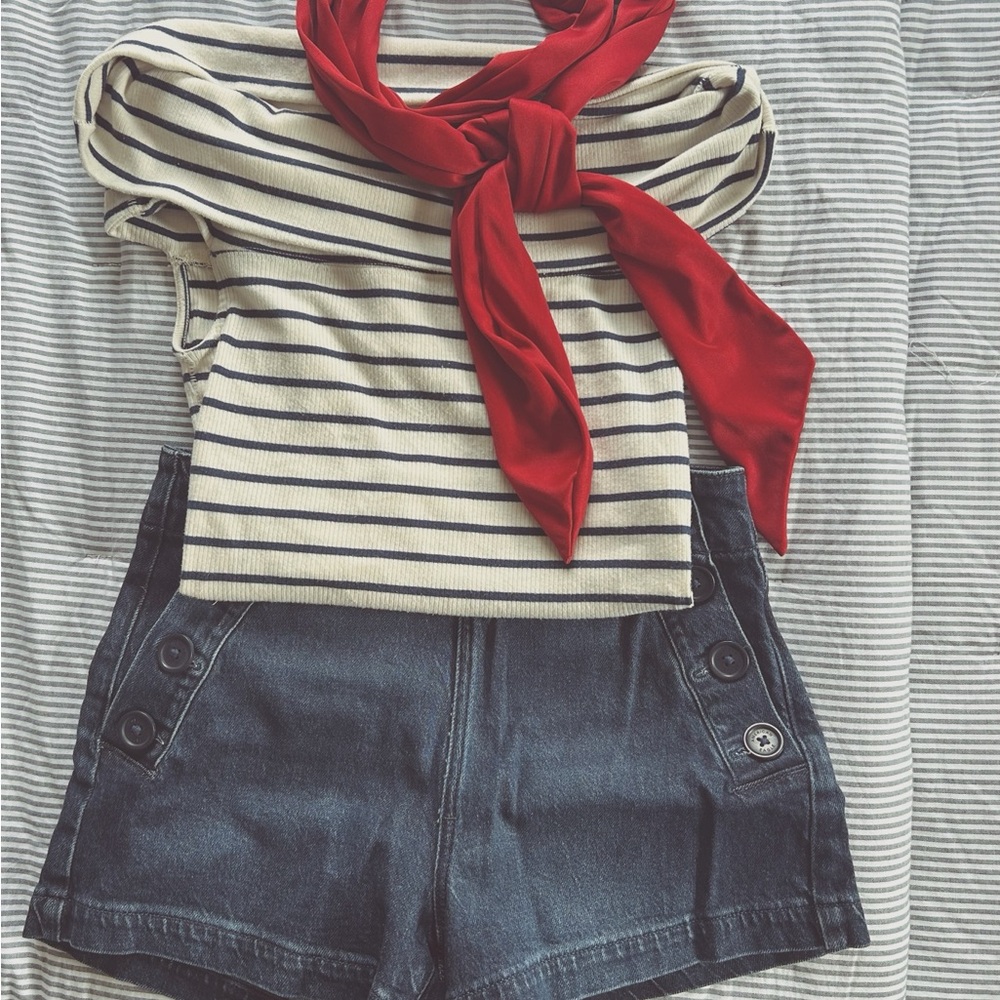 American Eagle Outfitters High Waist Blue Denim Shorts